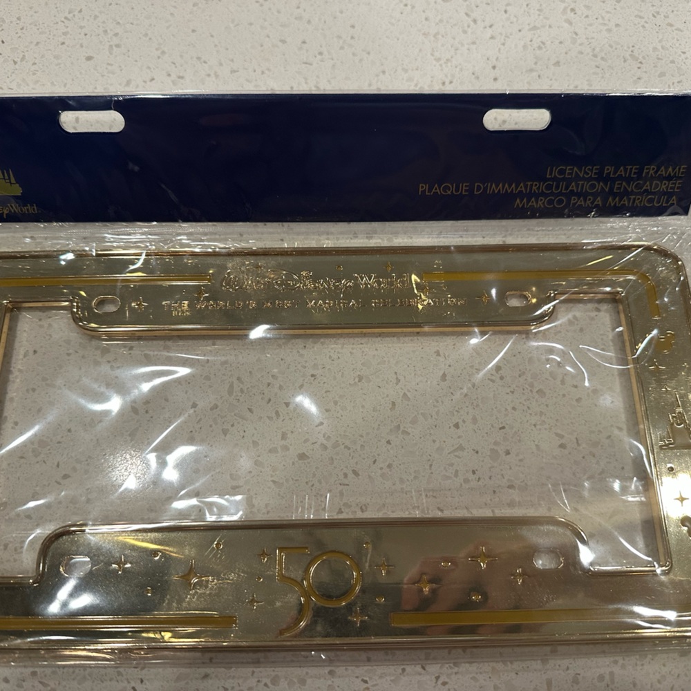 NEW! Walt Disney World Gold 50th License Plate Frame
